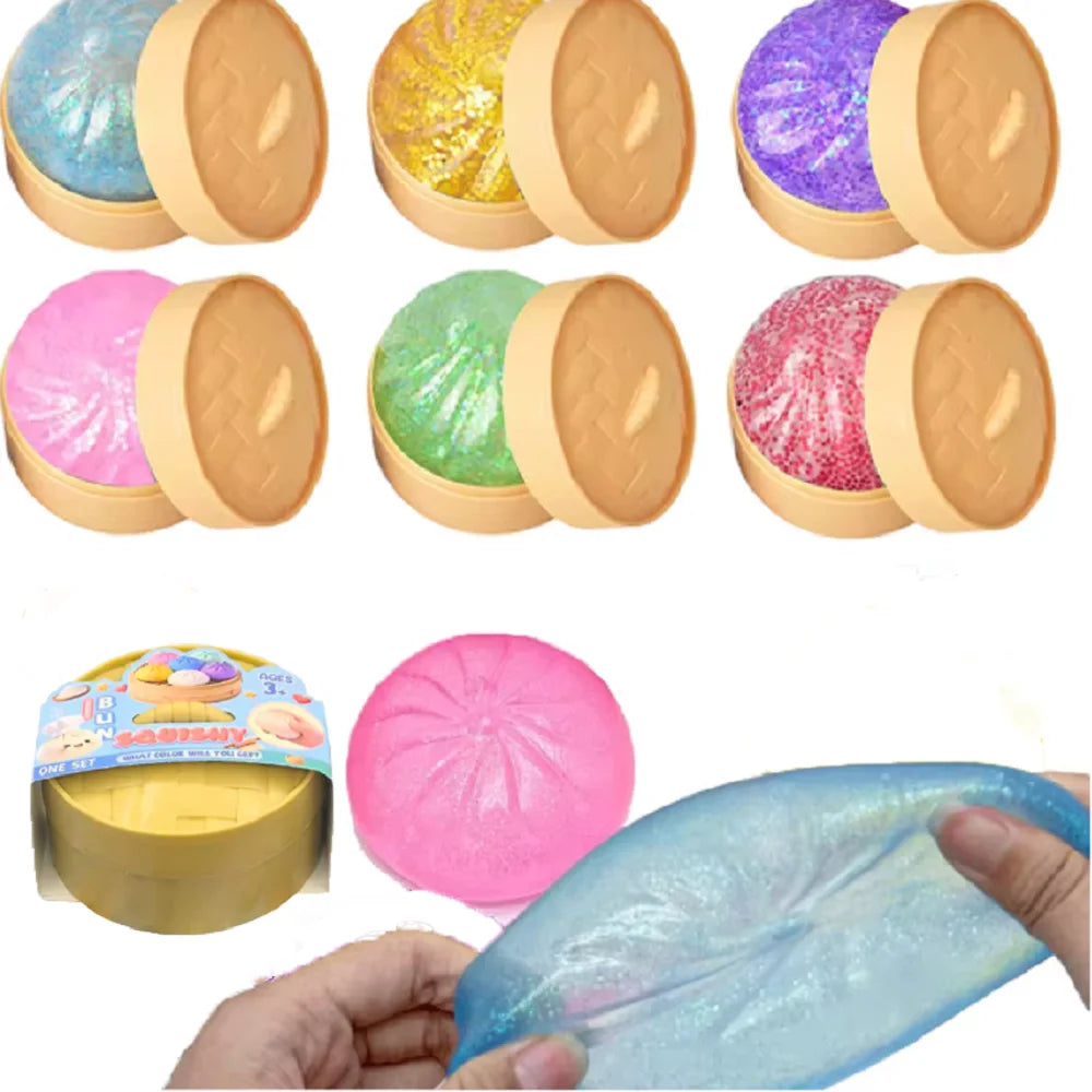 Glitzerknödel, Glitzerknödel Squishy Box Knödel Squishy Angstlinderung Fidget Weichpress-Dekompressions-Teig