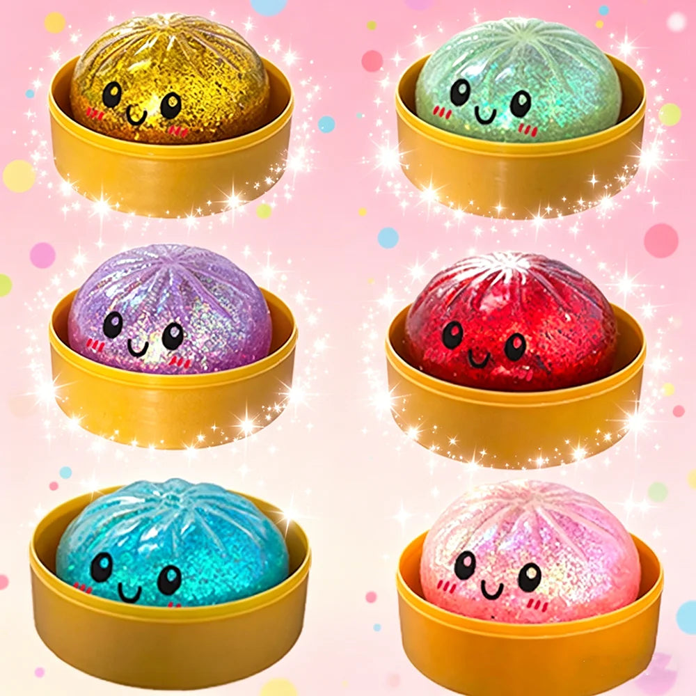 Glitzerknödel, Glitzerknödel Squishy Box Knödel Squishy Angstlinderung Fidget Weichpress-Dekompressions-Teig